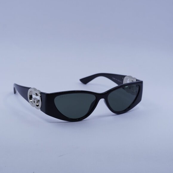 Gucci GG1824S 001 Sunglasses Black/Silver Cat Eye Frame, Grey Lenses - Picture 1 of 11